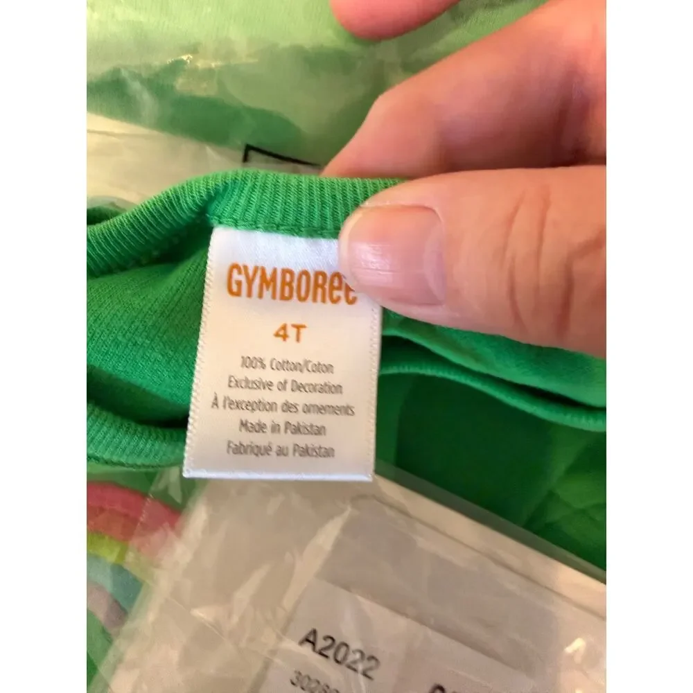 NWT Gymboree Green W/Embroidered Rainbow Top & Shamrock Hair Clips -